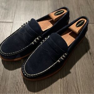 Allen Edmonds Men's Suede Navy Sea Island Penny Loafers US 8.5 with Shoe Tree